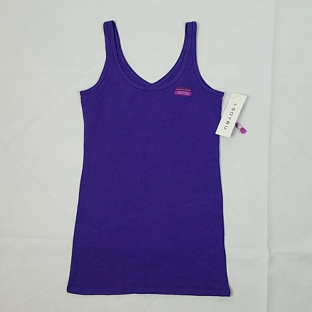 Soybu women xs purple tank top switchable neckline sleeveless Beach Minimalist‎